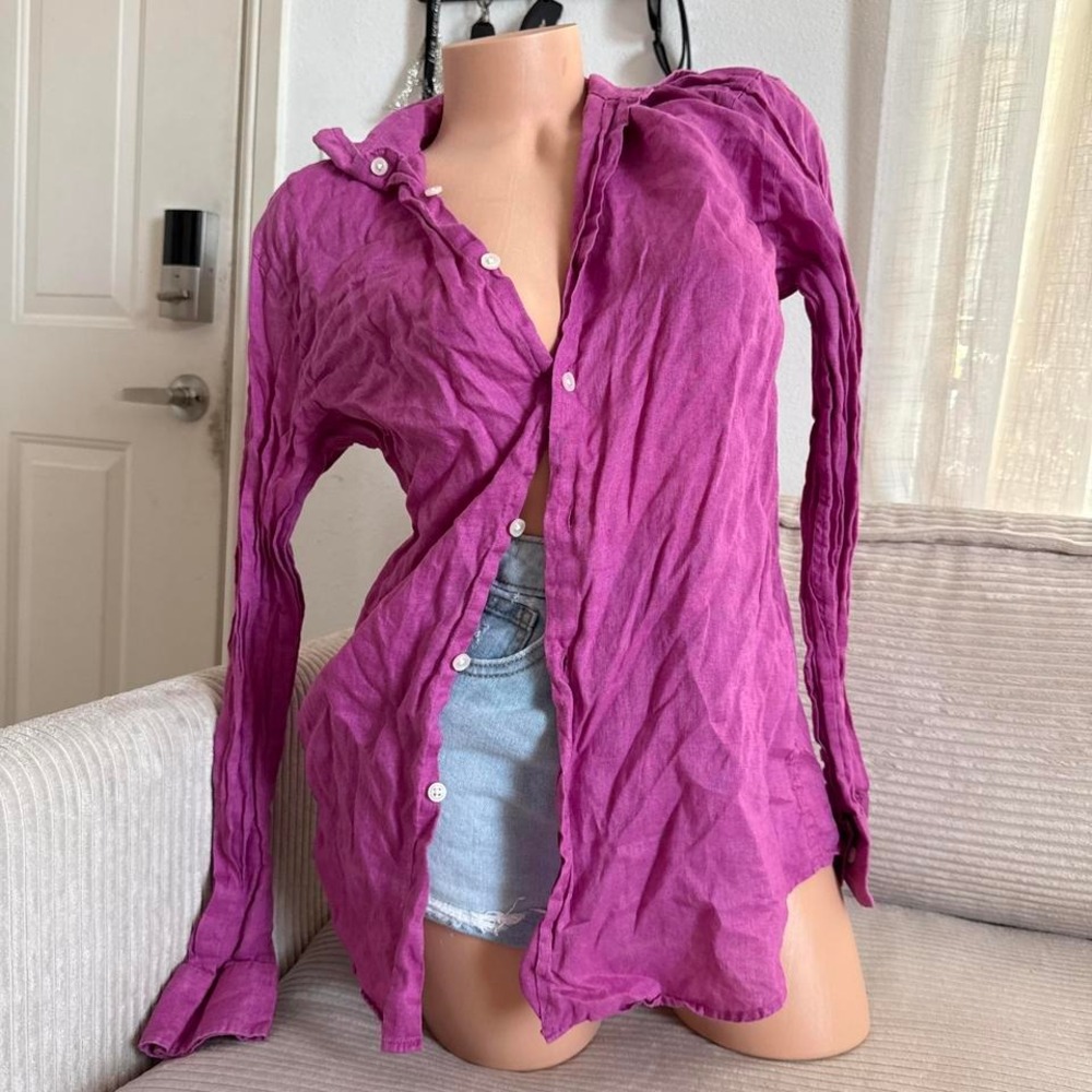 Linen club room luxury purple linen blouse